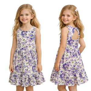 Janie and Jack Purple Floral Keyhole Back Dress Size 7